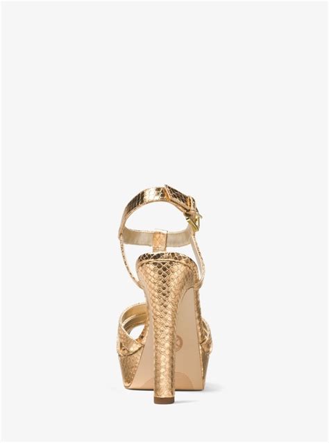 michael kors catalina metallic embossed leather sandal|Michael Kors Collection Sandals .